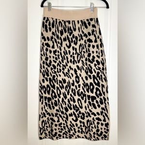 Vici Leopard Sweater Midi Skirt with Side Slit
